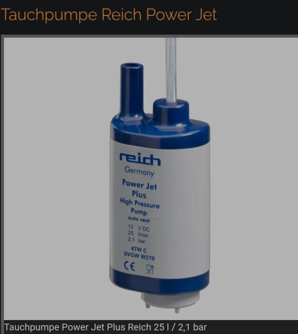 Bomba de agua sumergible marca Reich Germany 25l x min 2,1bar 12V
